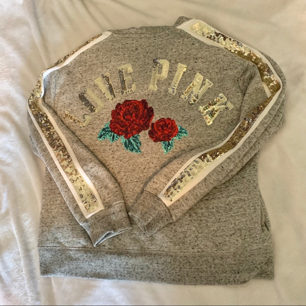 PINK Victoria’s Secret Sequin Tie Hoodie